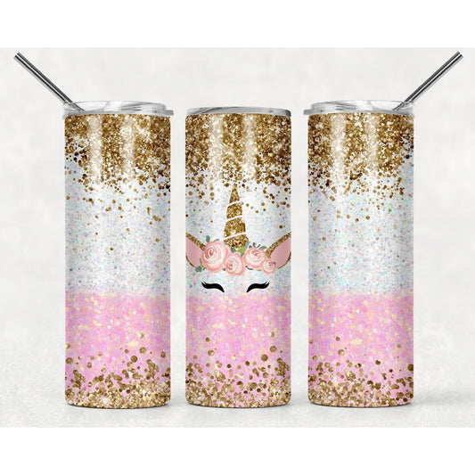 Glitter Unicorn - Skinny Tumbler - southerncountryheart.com