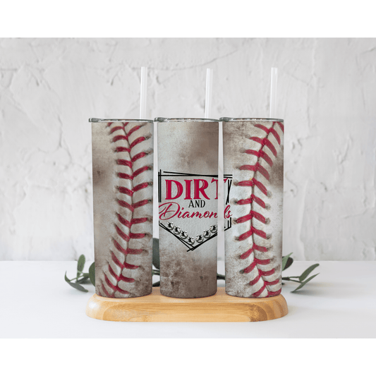 Dirt and Diamonds Baseball - Skinny Tumbler - southerncountryheart.com