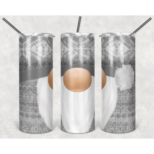 Gnome Knit Snowflakes Gray - Skinny Tumbler - southerncountryheart.com