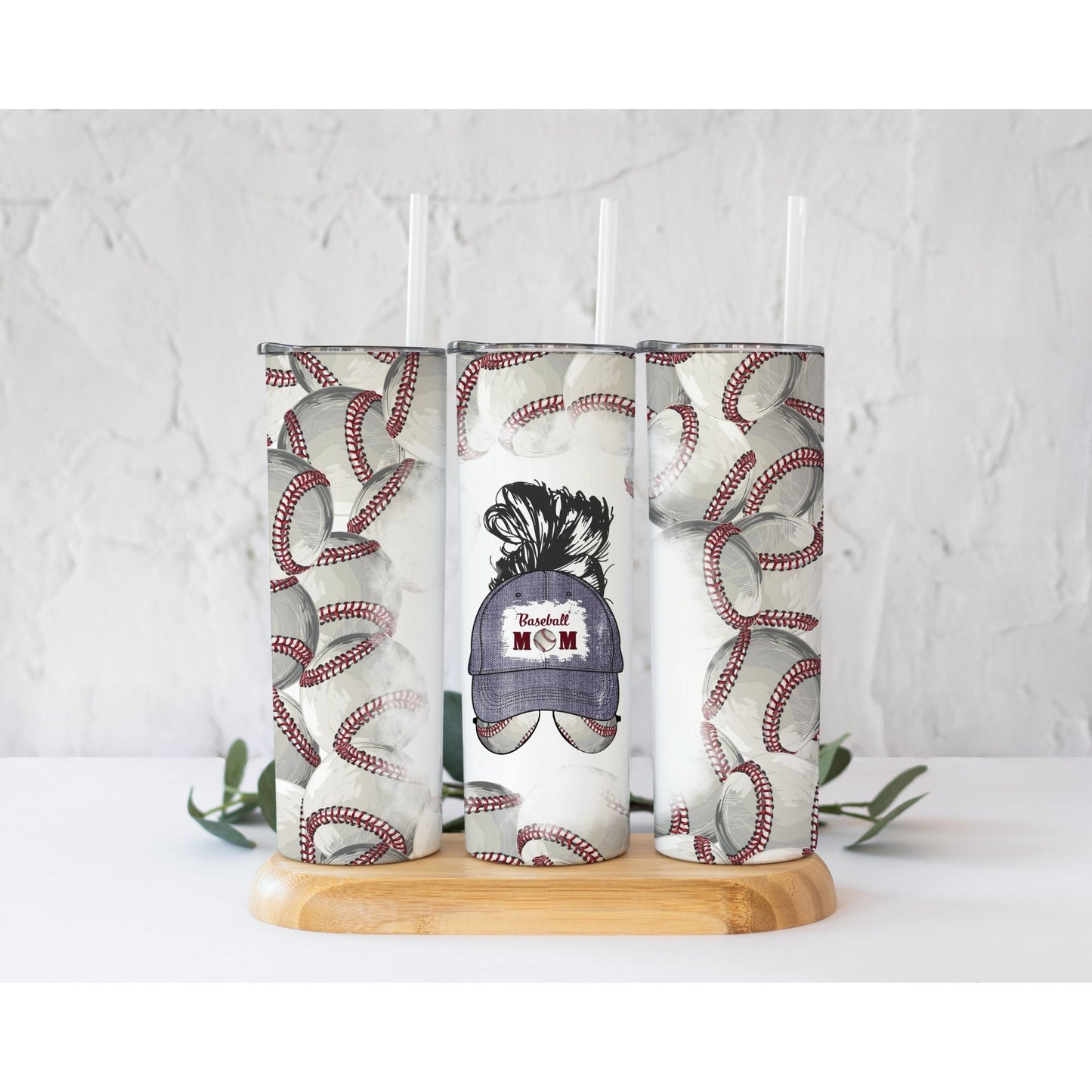 Baseball Hat Mom - Skinny Tumbler - southerncountryheart.com
