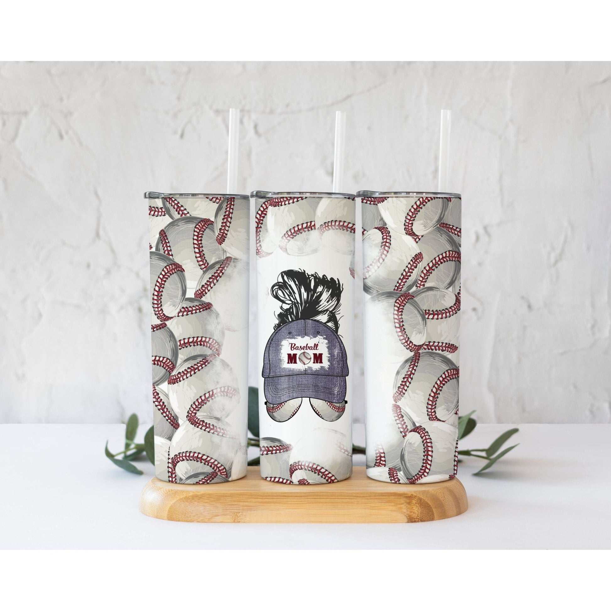 Baseball Hat Mom - Skinny Tumbler - southerncountryheart.com