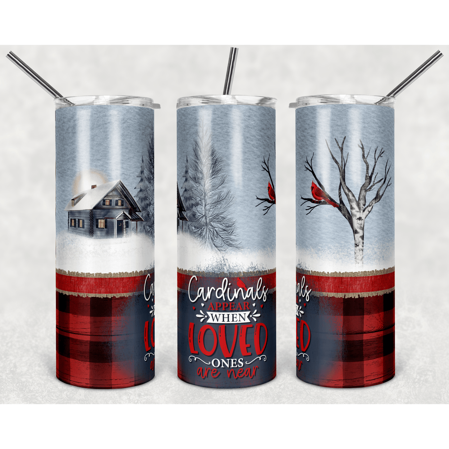 Buffalo Print Cardinal - Cardinals Appear - Skinny Tumbler - southerncountryheart.com