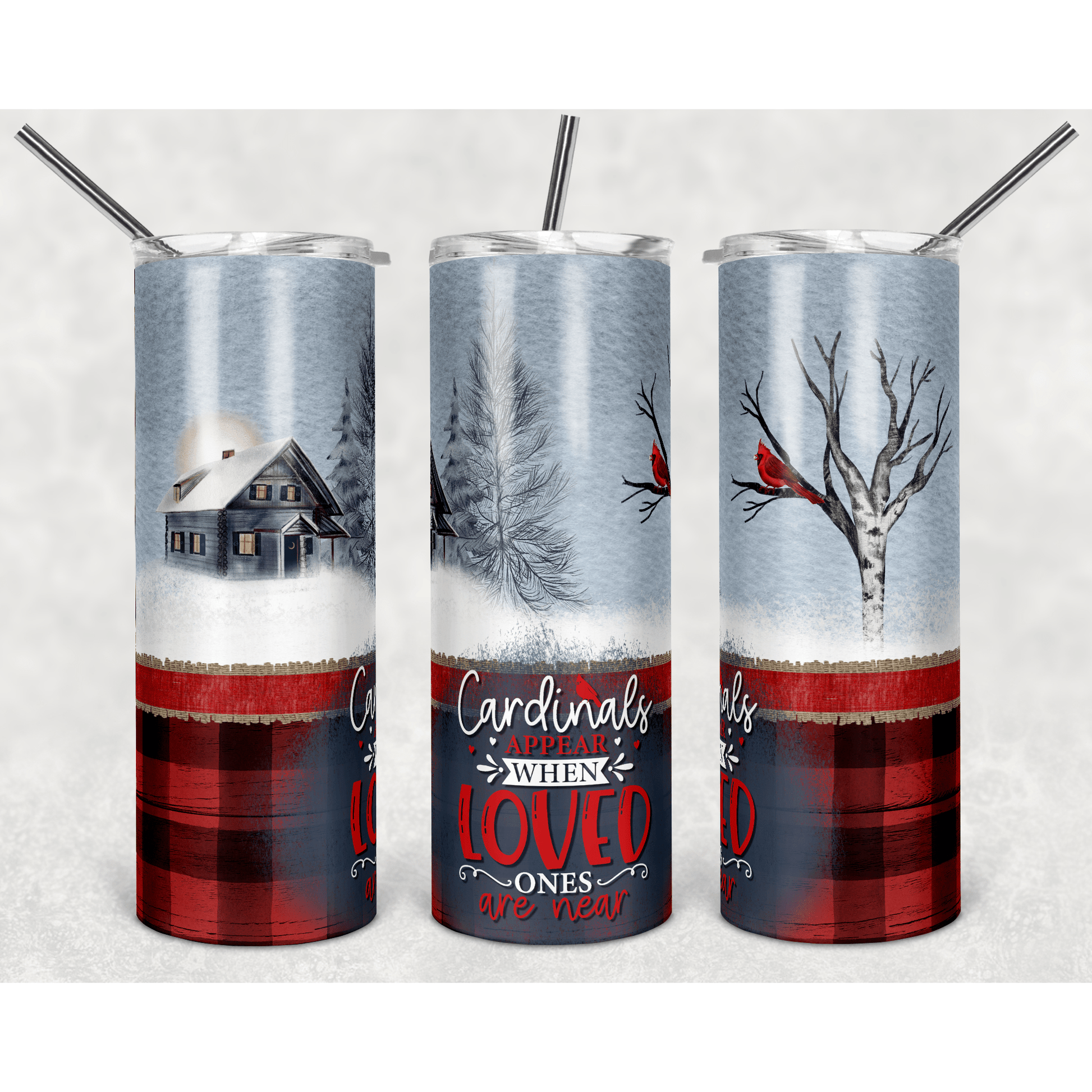 Buffalo Print Cardinal - Cardinals Appear - Skinny Tumbler - southerncountryheart.com