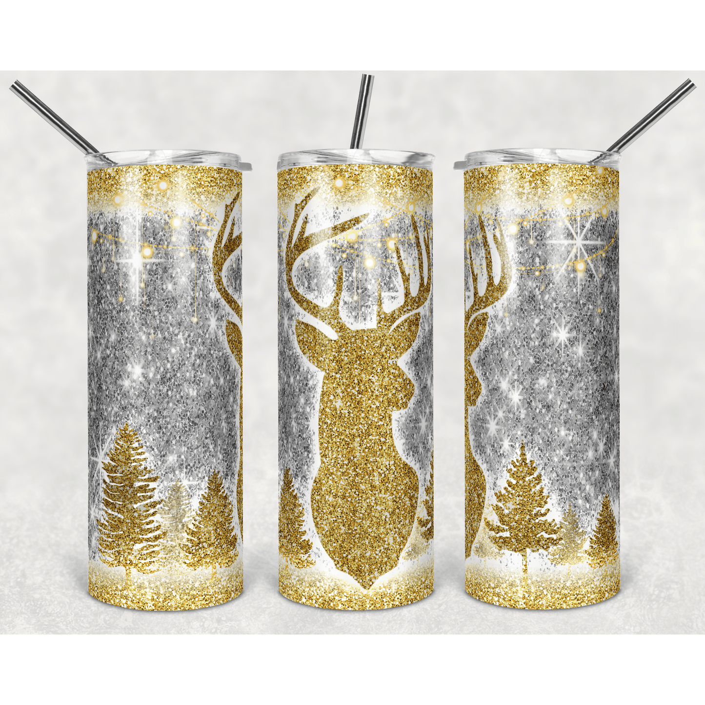 Glitter Gold Deer - Skinny Tumbler - southerncountryheart.com