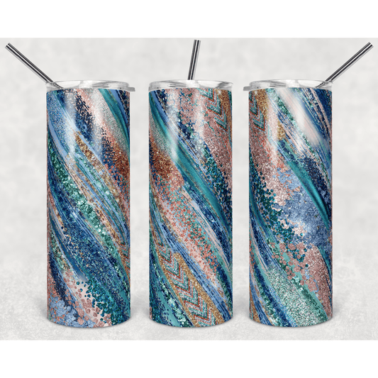 Boho Blush and Teal Milky Way - Skinny Tumbler - southerncountryheart.com