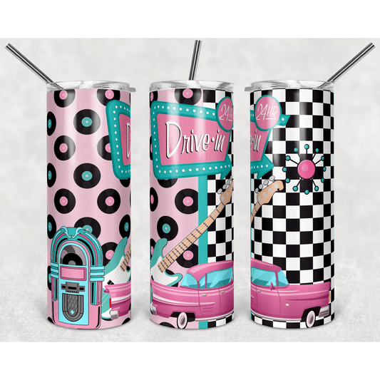 Retro 50s Drive In - Skinny Tumbler - southerncountryheart.com