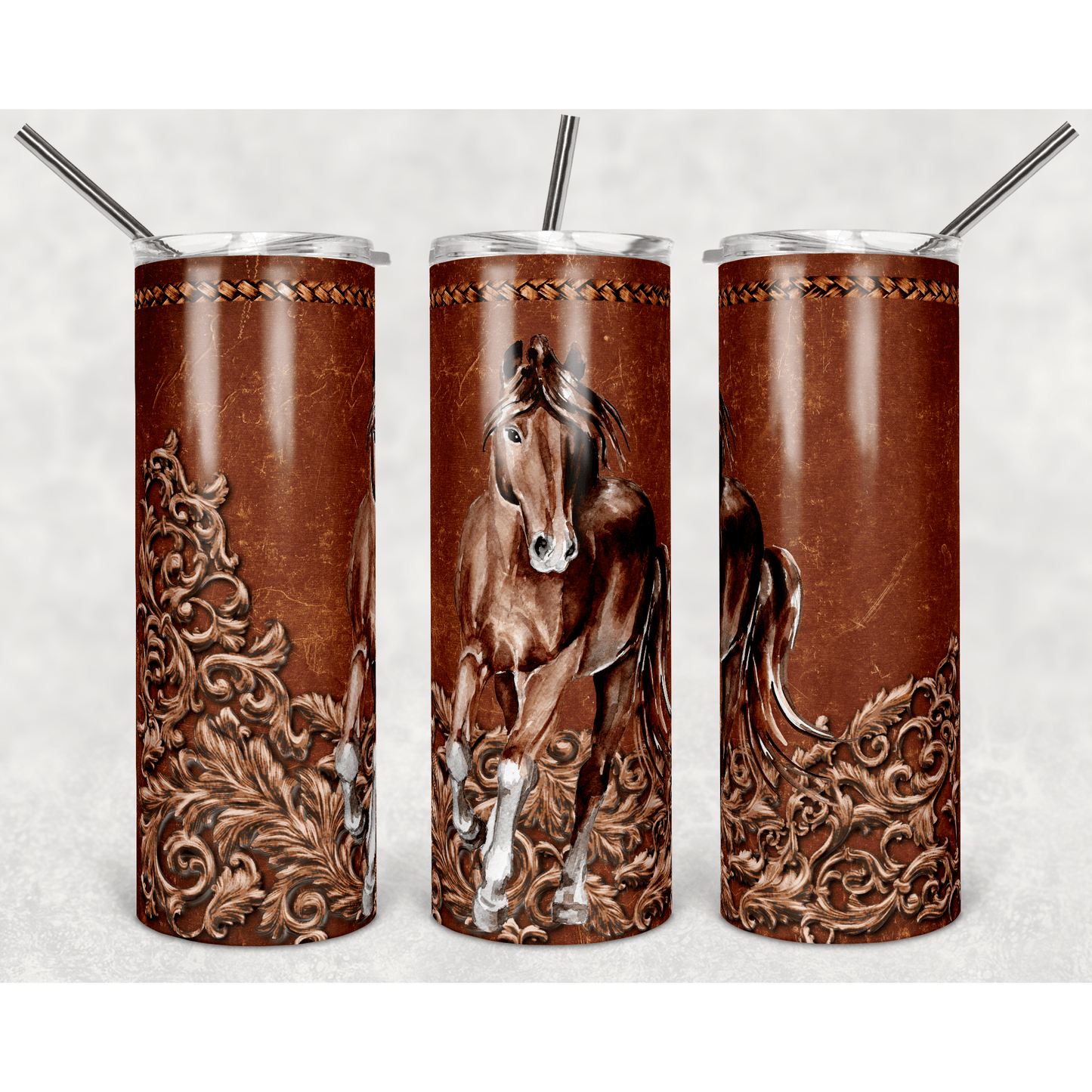 Horse Leather Brown - Skinny Tumbler - southerncountryheart.com