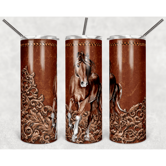 Horse Leather Brown - Skinny Tumbler - southerncountryheart.com
