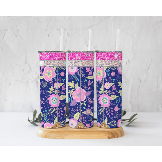 Purple Floral Pencil - Skinny Tumbler - southerncountryheart.com