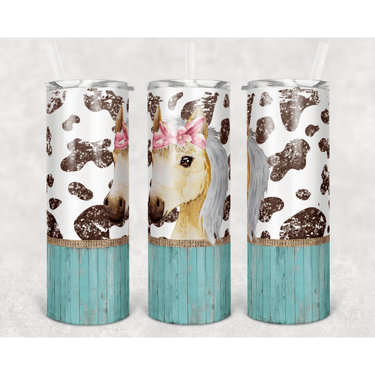 Cow Print Horse - Skinny Tumbler - southerncountryheart.com