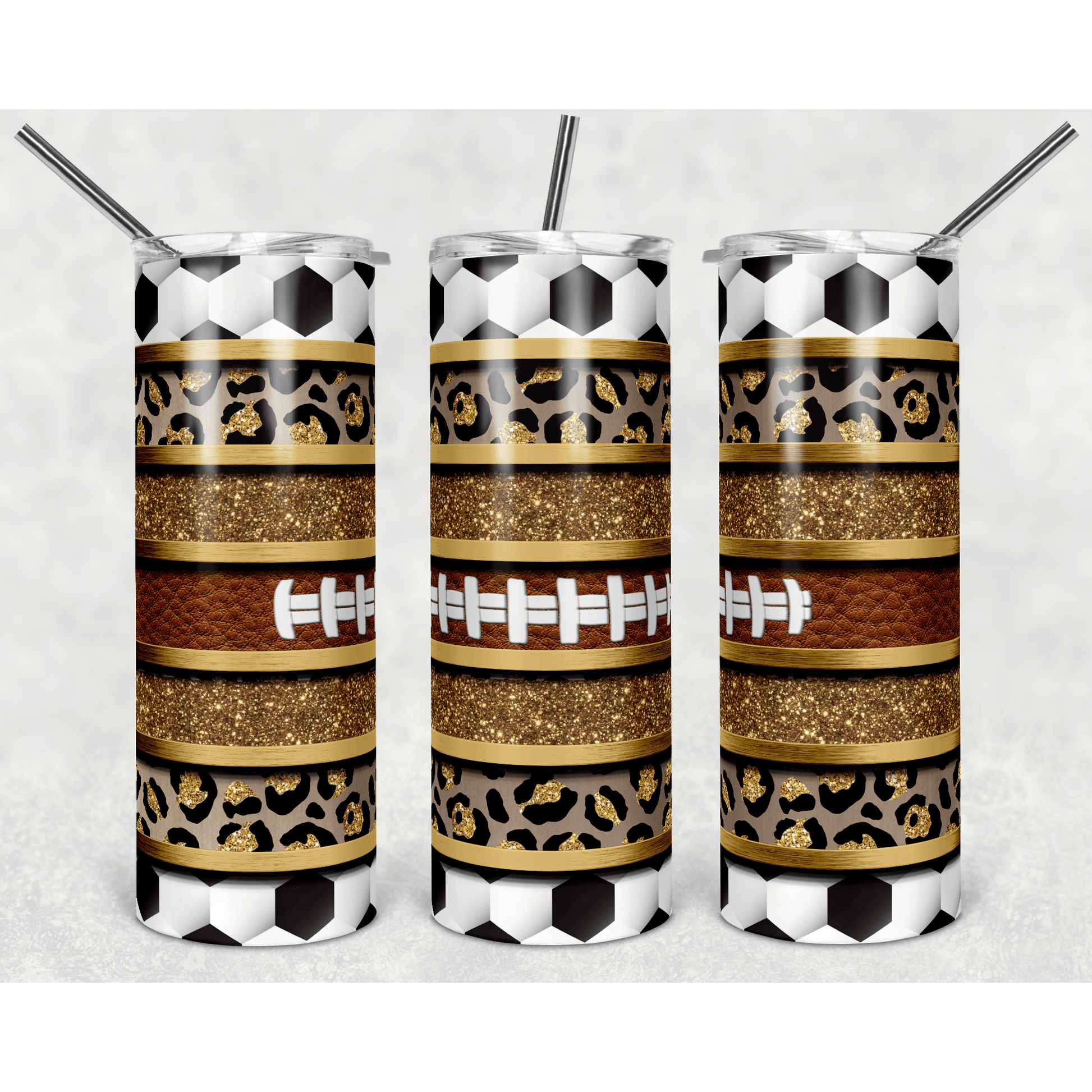 Soccer Ball Football Stripes - Skinny Tumbler - southerncountryheart.com