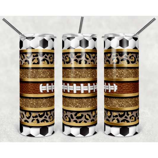 Soccer Ball Football Stripes - Skinny Tumbler - southerncountryheart.com
