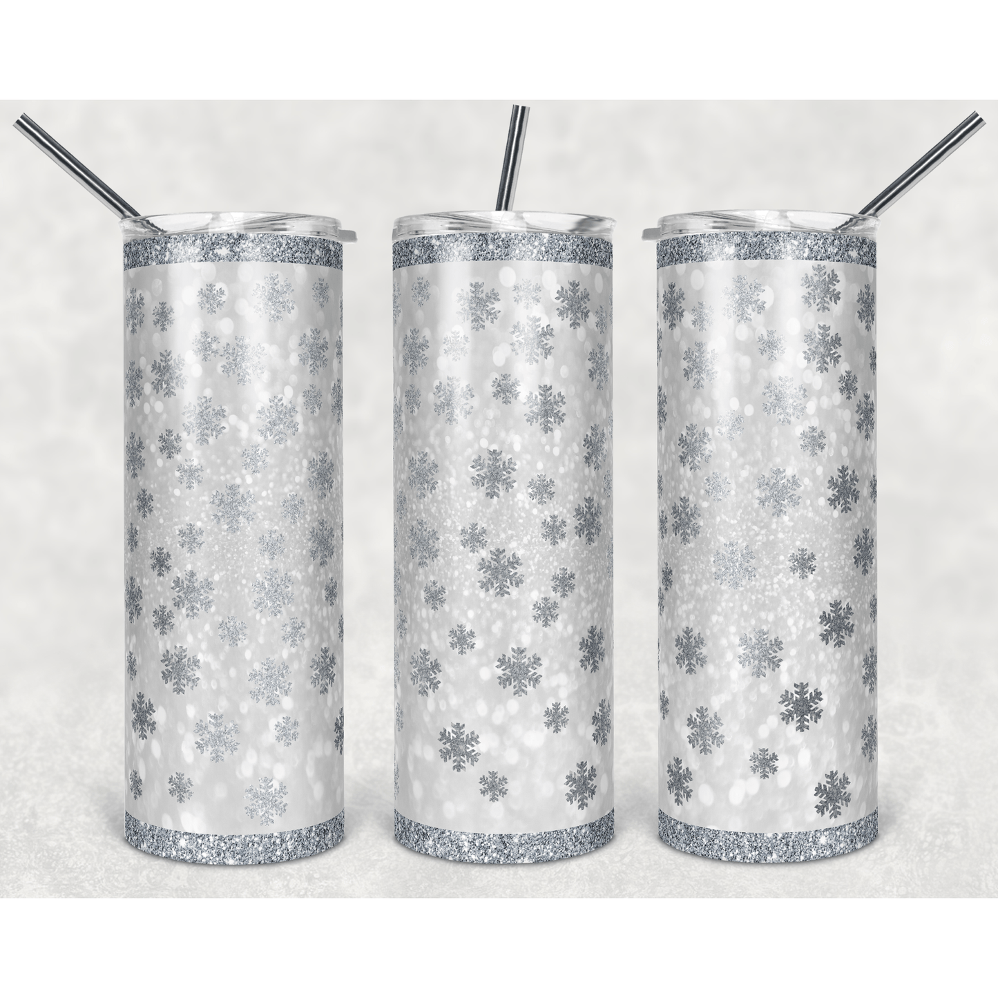 Silver Snowflake Glitter - Skinny Tumbler - southerncountryheart.com