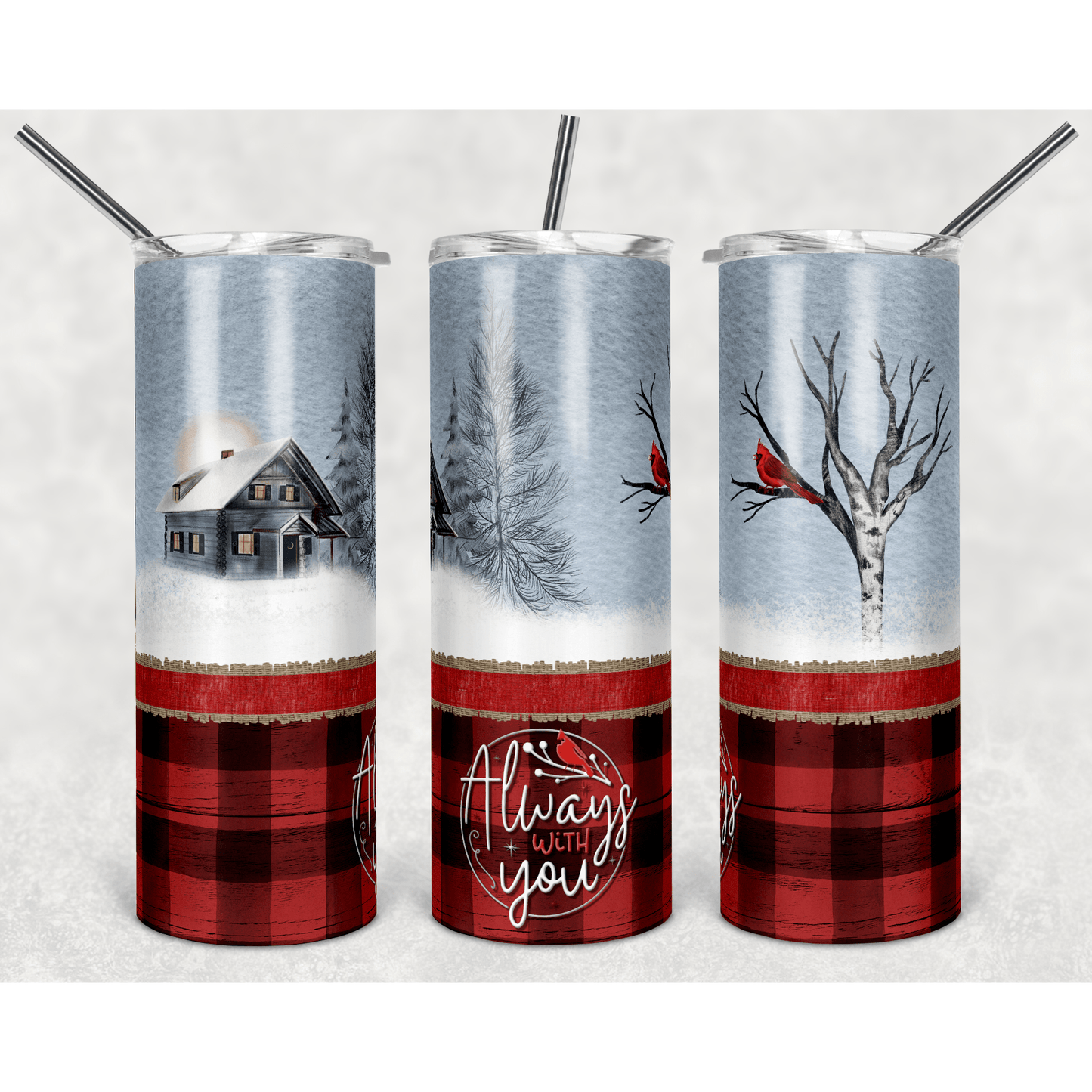 Buffalo Print Cardinal - Always With You - Skinny Tumbler - southerncountryheart.com