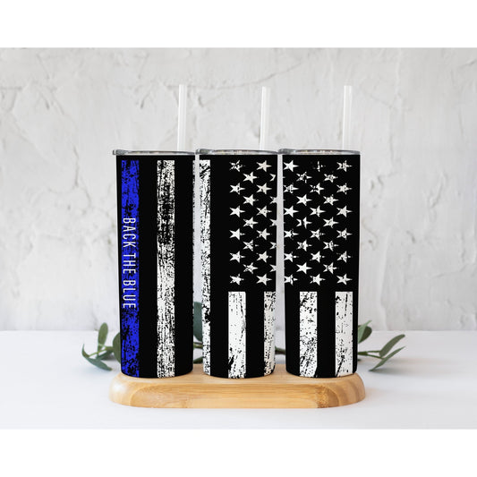 Back the Blue - Skinny Tumbler - southerncountryheart.com