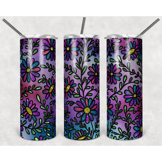 Stained Glass Floral - Skinny Tumbler - southerncountryheart.com