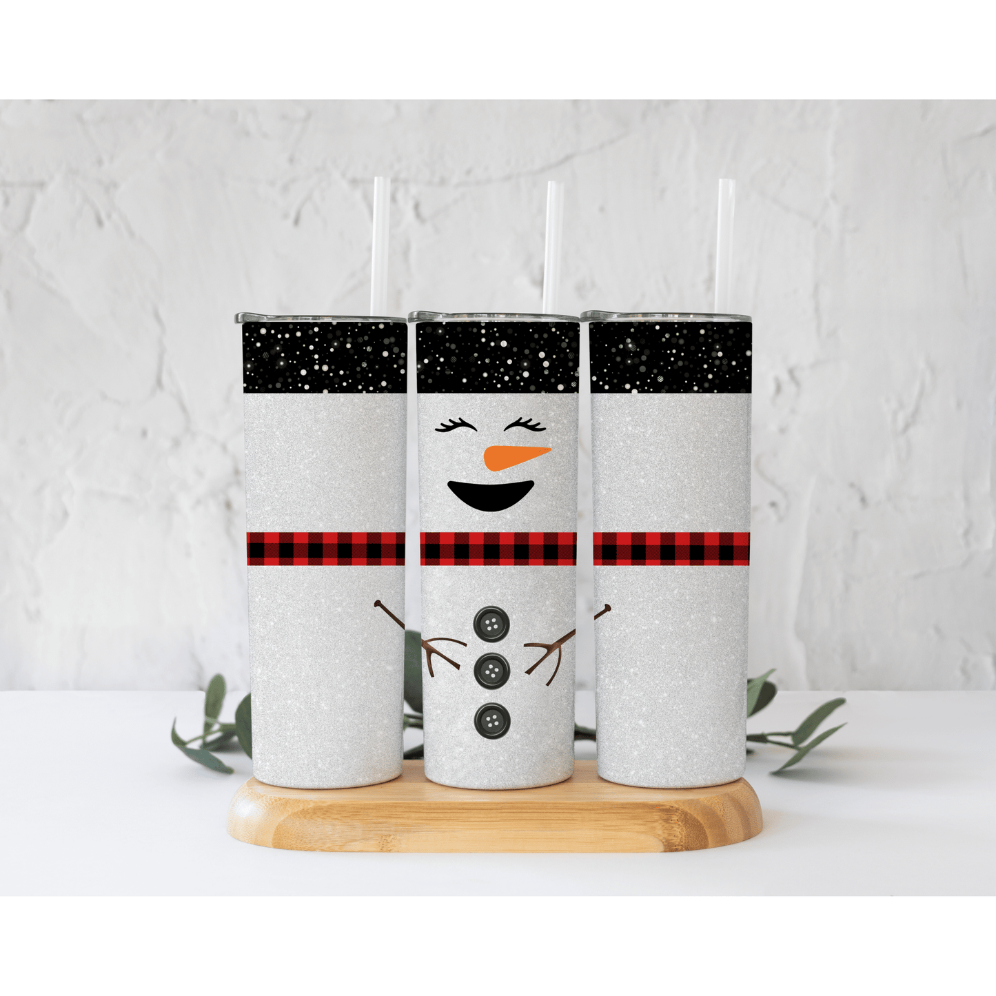 Glitter Snowman - Skinny Tumbler - southerncountryheart.com