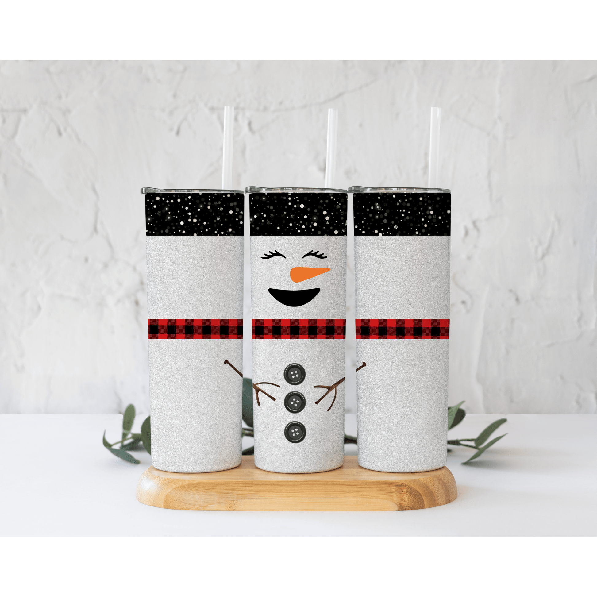 Glitter Snowman - Skinny Tumbler - southerncountryheart.com