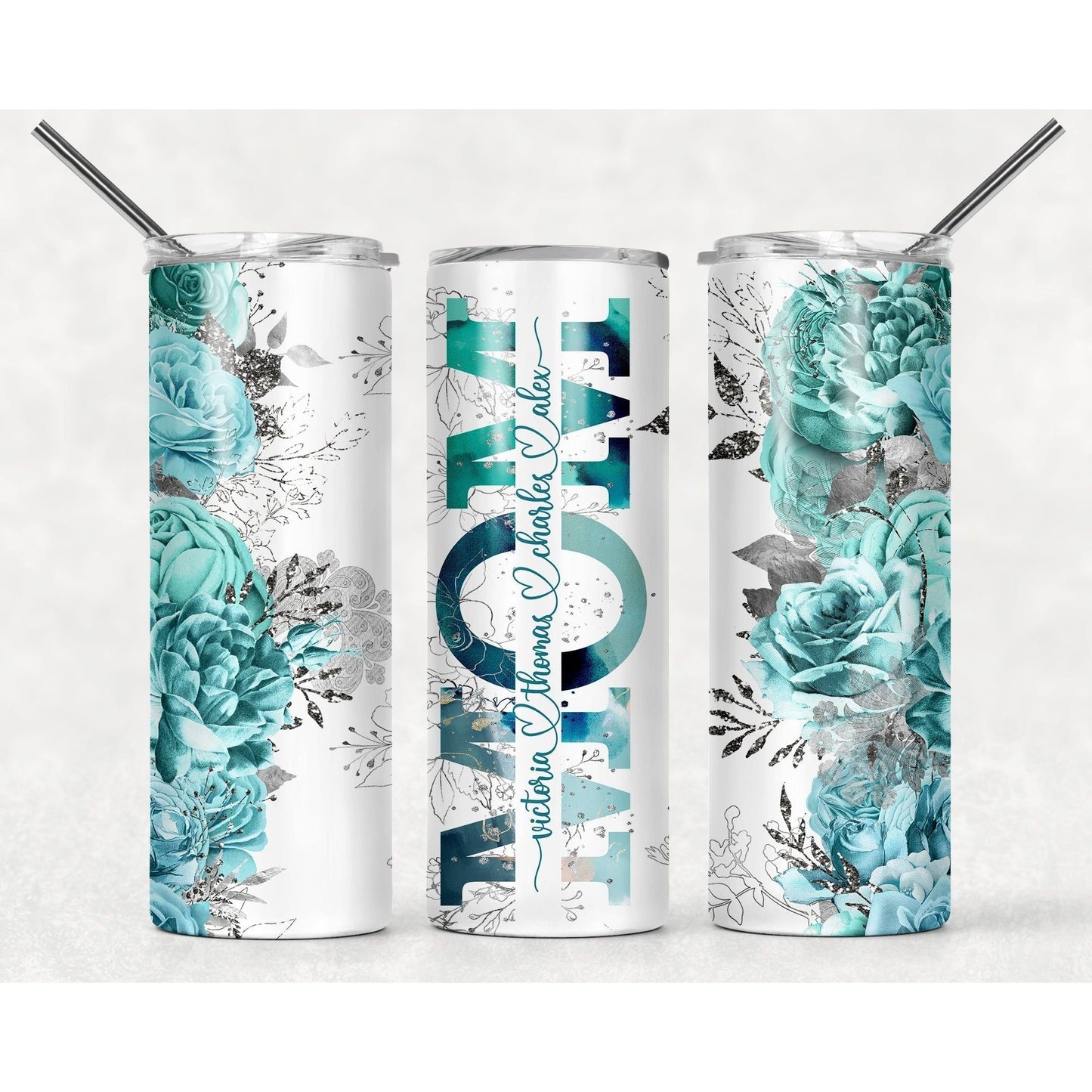 Emerald Floral Mom Split - Skinny Tumbler - southerncountryheart.com