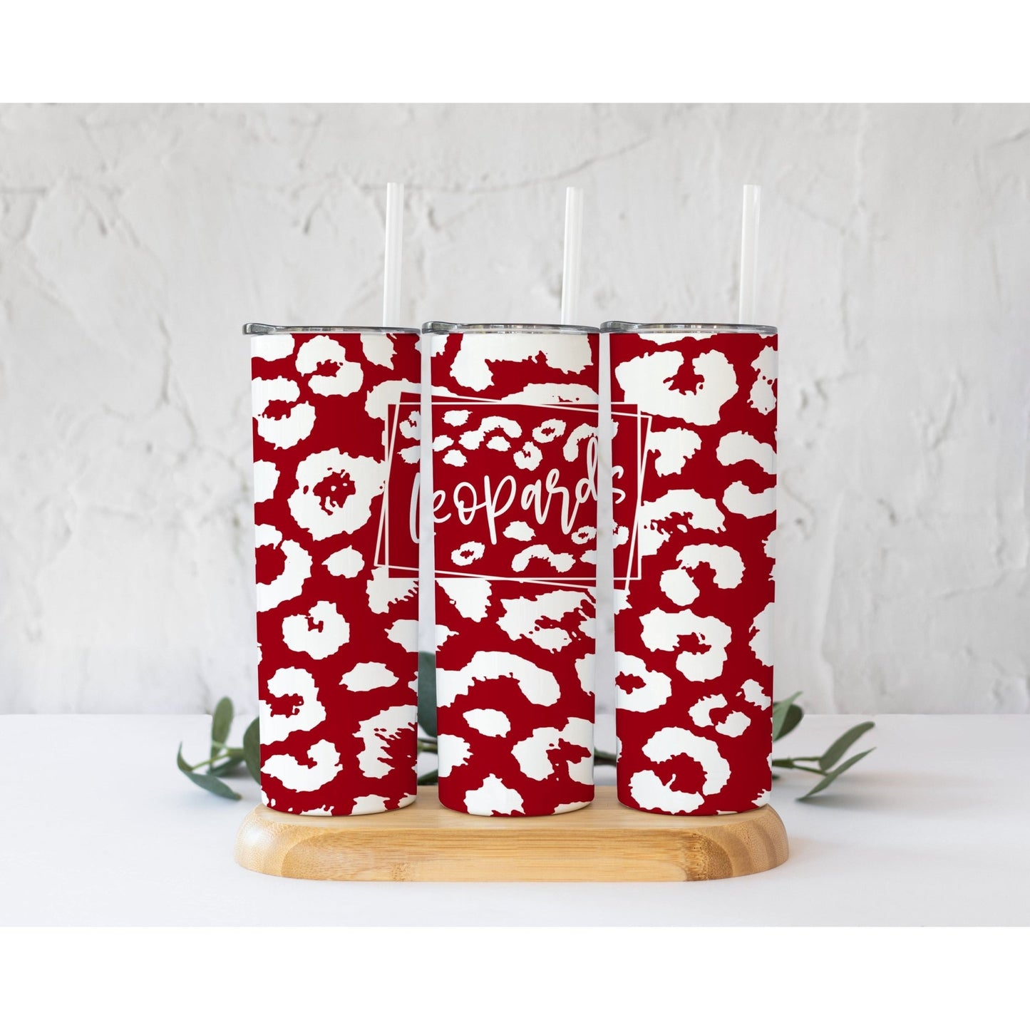 Maroon Leo Framed Leopards - Skinny Tumbler - southerncountryheart.com