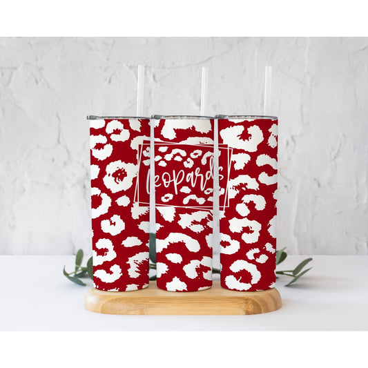 Maroon Leo Framed Leopards - Skinny Tumbler - southerncountryheart.com