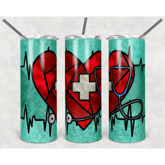Nurse Stained Glass Medical - Skinny Tumbler - southerncountryheart.com