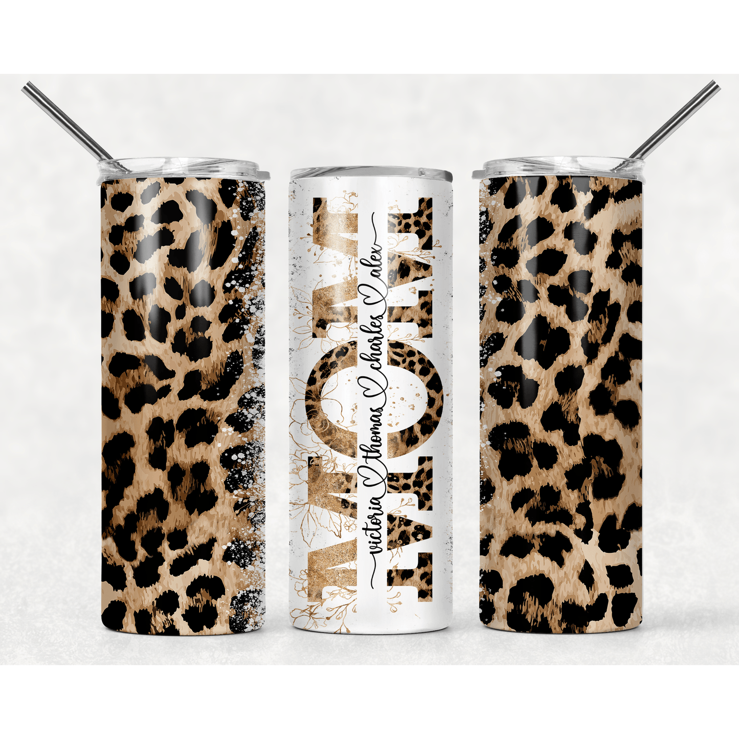 Leopard Gold Mom Split - Skinny Tumbler - southerncountryheart.com