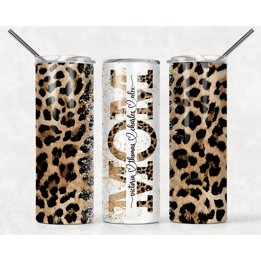 Leopard Gold Mom Split - Skinny Tumbler - southerncountryheart.com