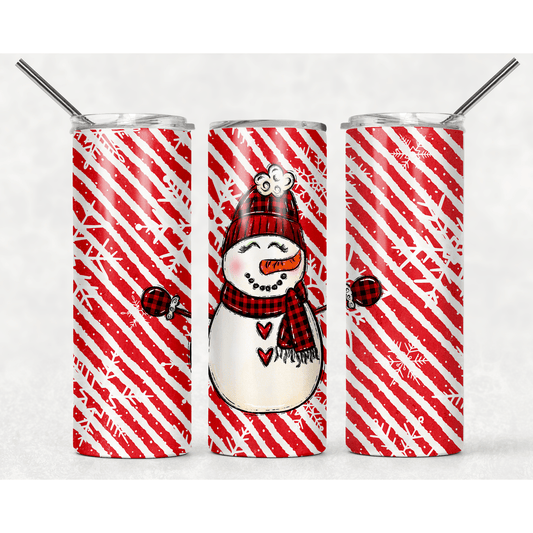 Candy Cane Snowman - Skinny Tumbler - southerncountryheart.com