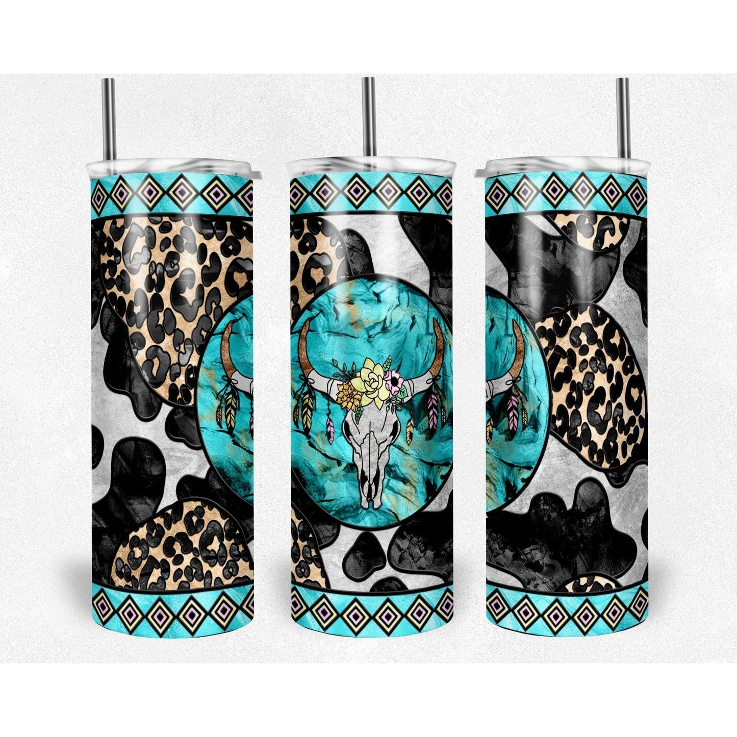 Boho Western Stained Glass - Skinny Tumbler - southerncountryheart.com