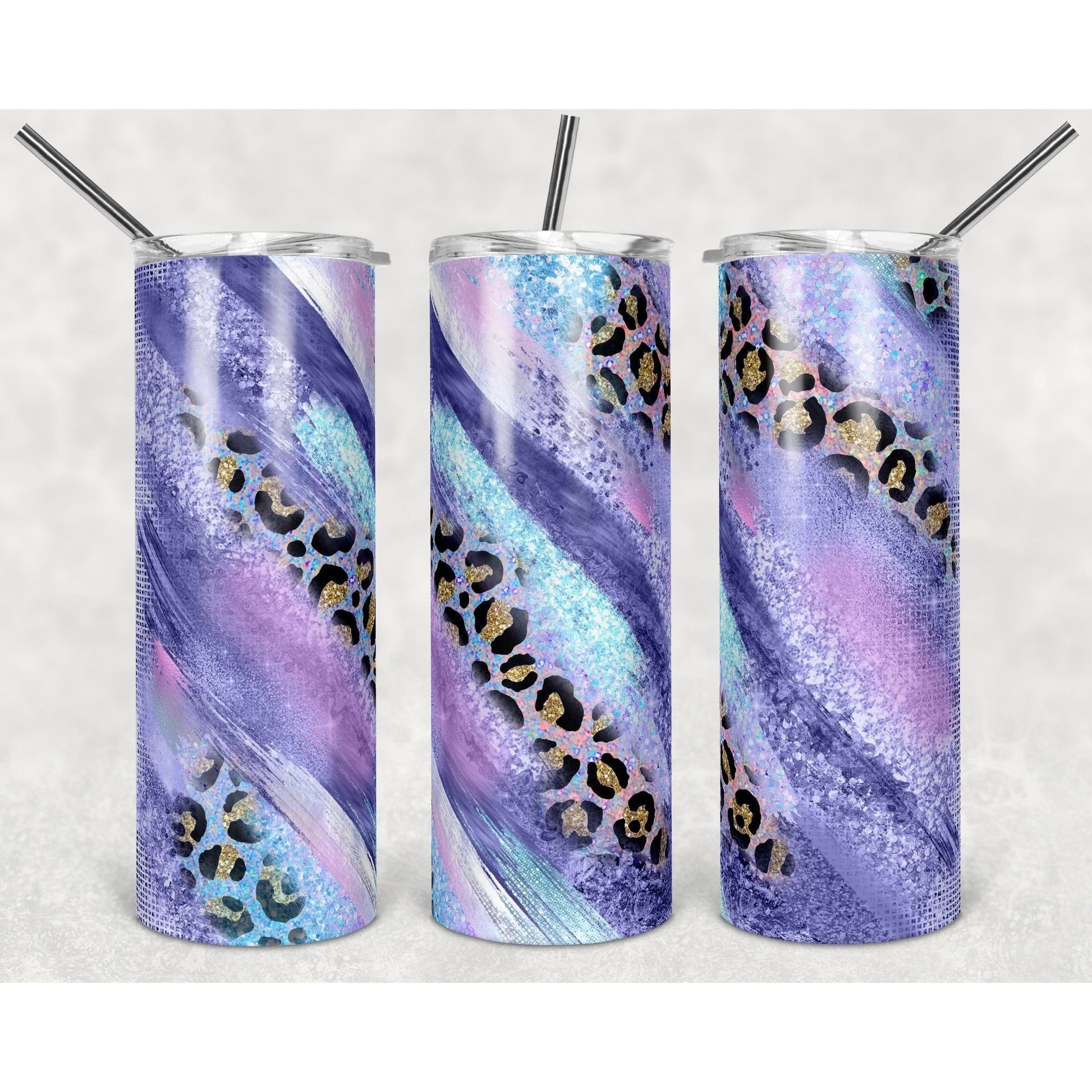 Milky Way Pink Teal Leopard - Skinny Tumbler - southerncountryheart.com