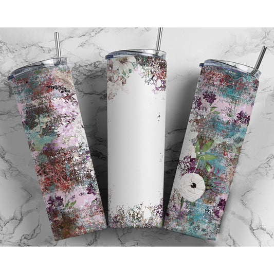 Western Grunge Purple Flower Blank - Skinny Tumbler - southerncountryheart.com