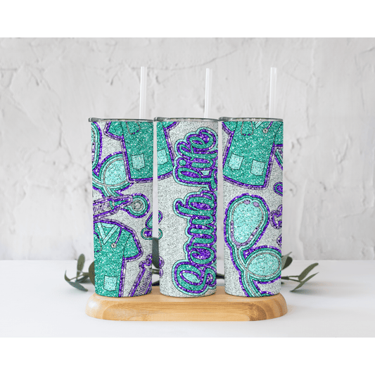 Glitter Scrub Life - Skinny Tumbler - southerncountryheart.com