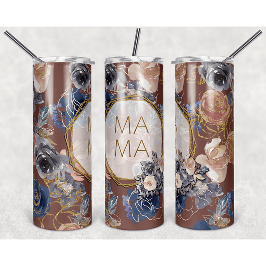 Floral Mama Rust Gold Geo - Skinny Tumbler - southerncountryheart.com