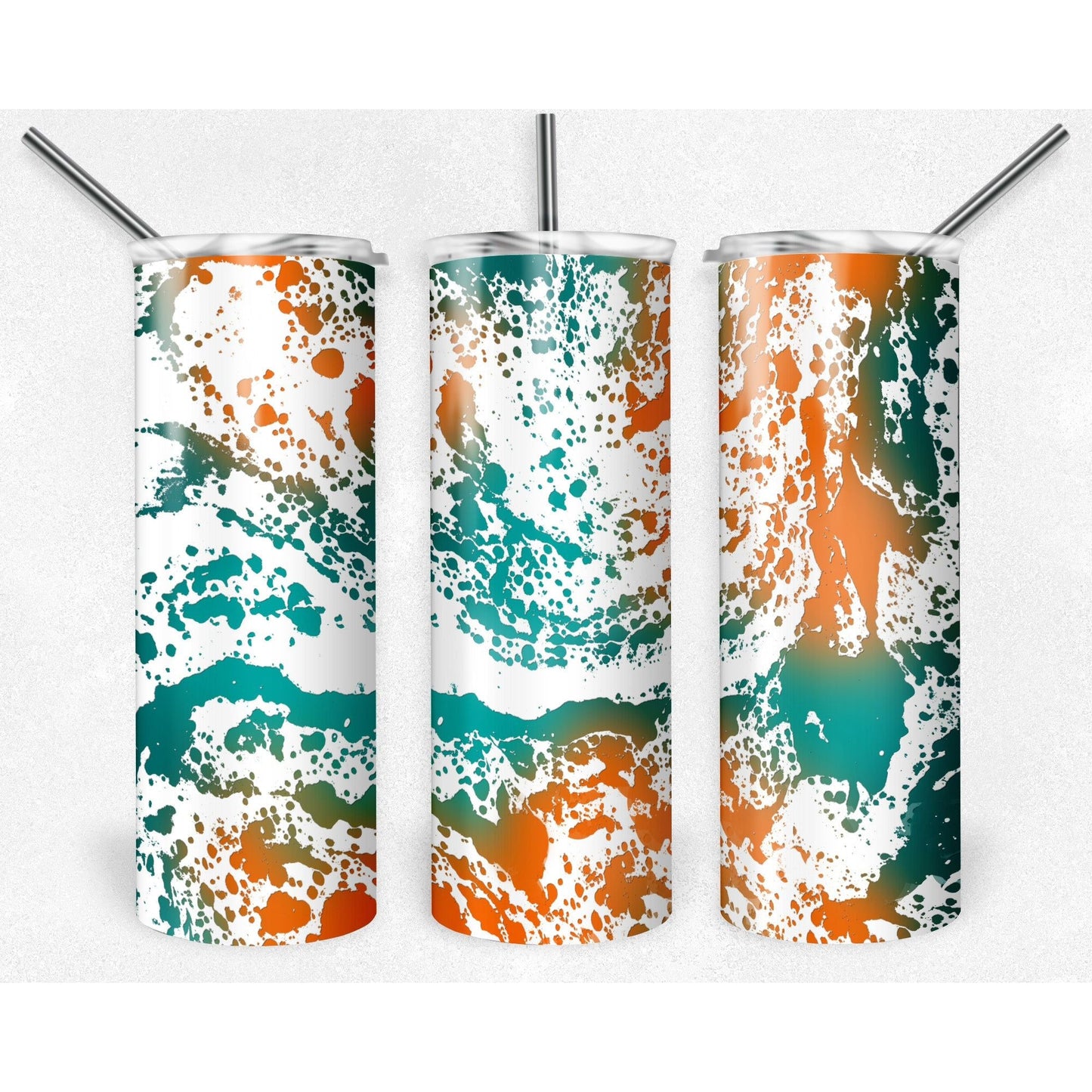 Teal Green Orange Power Wash - Skinny Tumbler - southerncountryheart.com