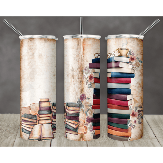 Vintage Books Reading - Skinny Tumbler - southerncountryheart.com