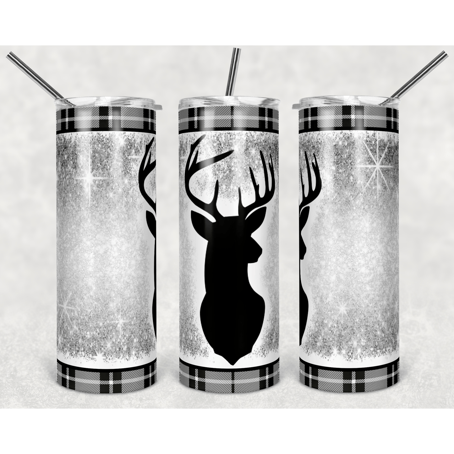 BK Plaid Deer - Skinny Tumbler - southerncountryheart.com