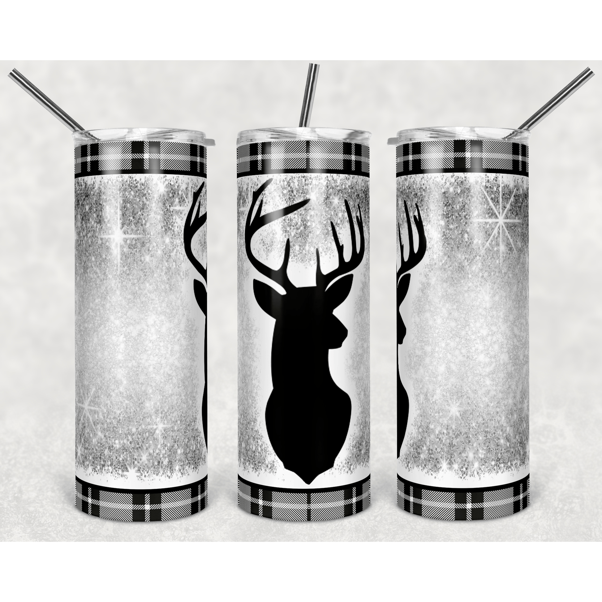 BK Plaid Deer - Skinny Tumbler - southerncountryheart.com
