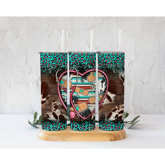 Western Nurse Stethoscope - Skinny Tumbler - southerncountryheart.com