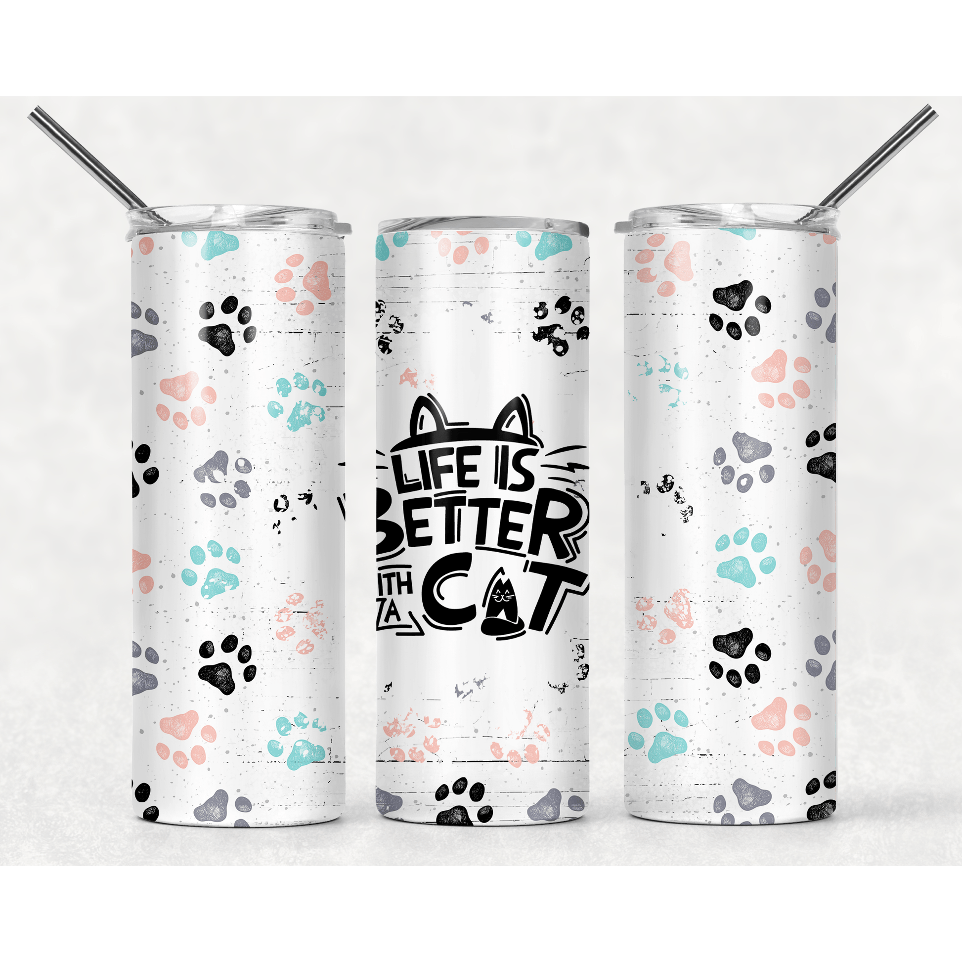 Life is Better with Cats - Skinny Tumbler - southerncountryheart.com