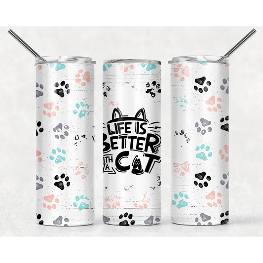Life is Better with Cats - Skinny Tumbler - southerncountryheart.com