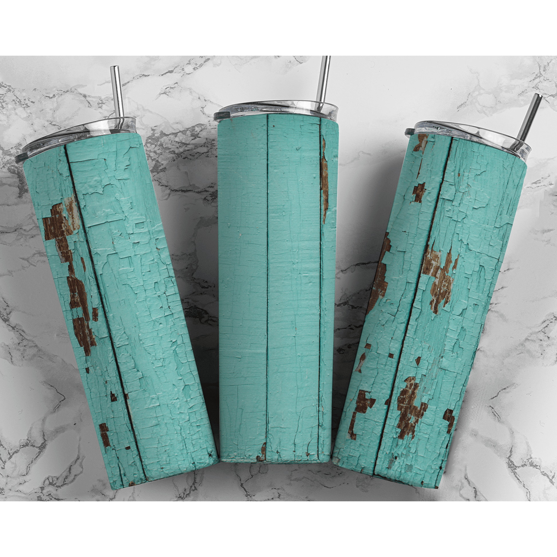 Blue Green Rustic Wood - Skinny Tumbler - southerncountryheart.com