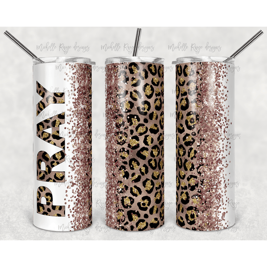 Leopard Foil Pray - Skinny Tumbler - southerncountryheart.com