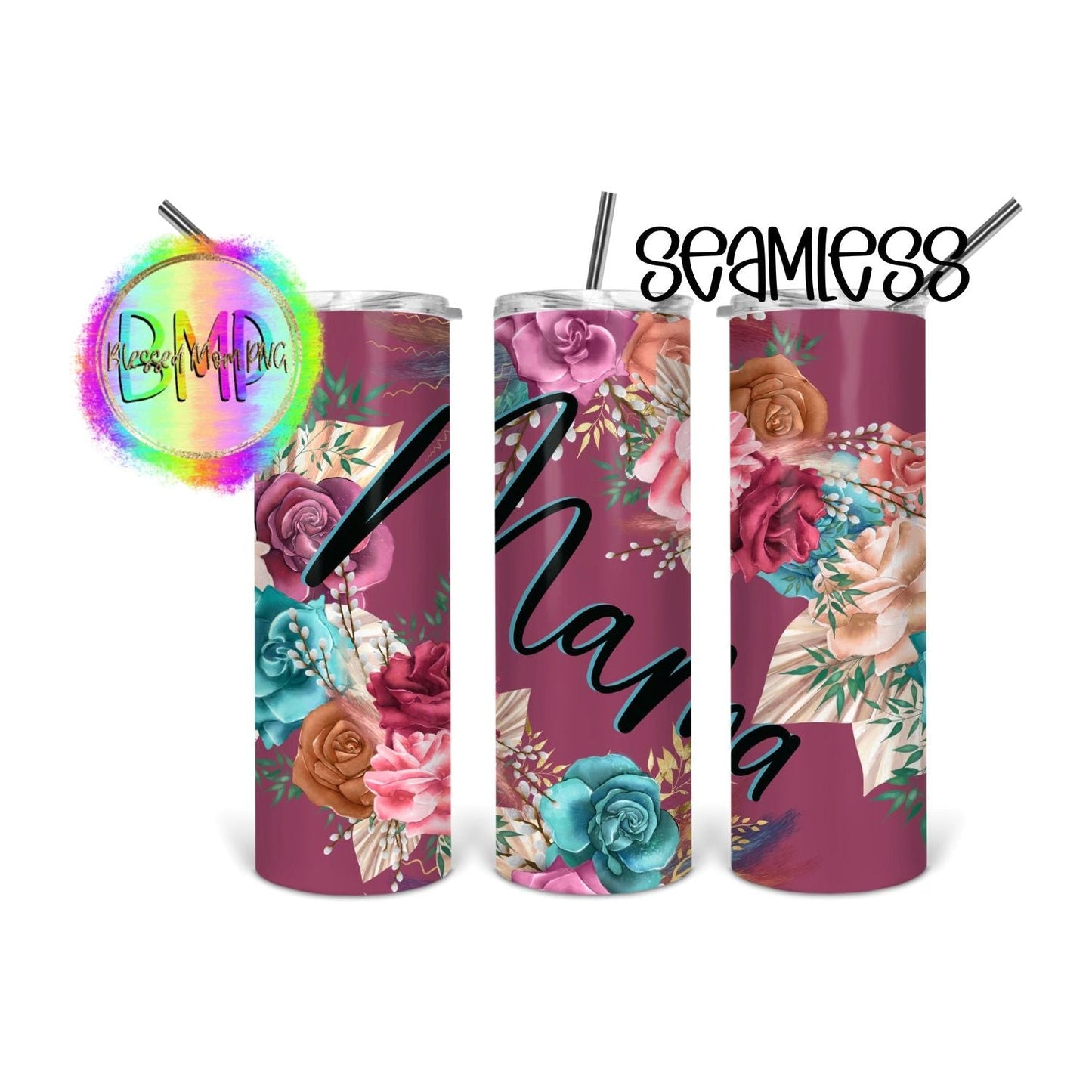 Purple Mama Flowers - Skinny Tumbler - southerncountryheart.com
