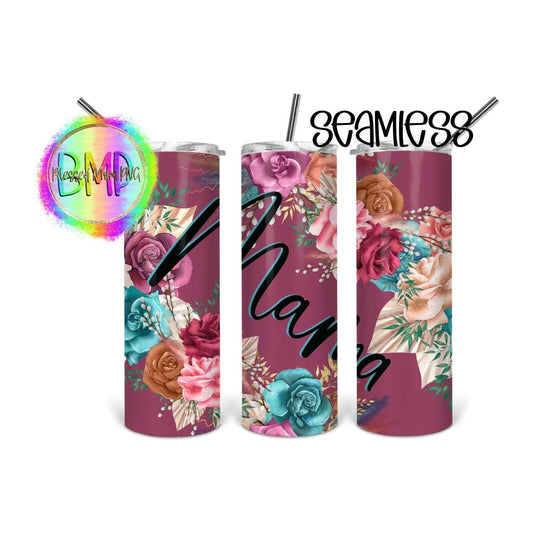 Purple Mama Flowers - Skinny Tumbler - southerncountryheart.com