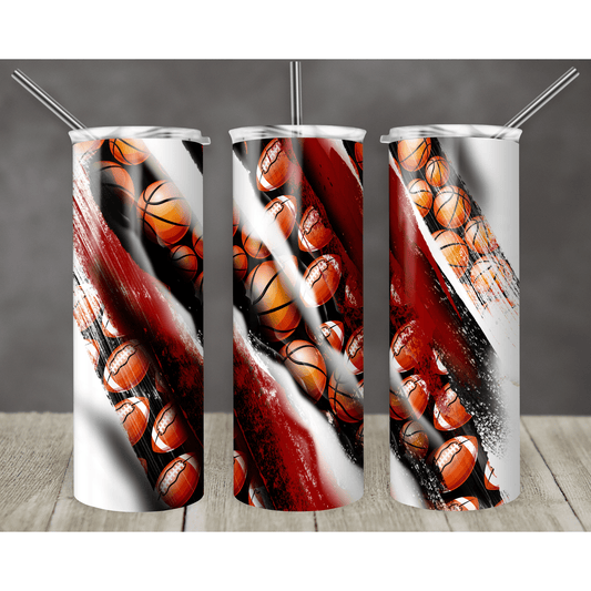 Milkyway Red No Glitter Football Basketball - Skinny Tumbler - southerncountryheart.com