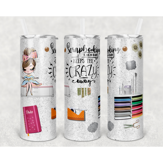 Scrapbooking - 20 oz Skinny Tumblers w/ Lid and Straw