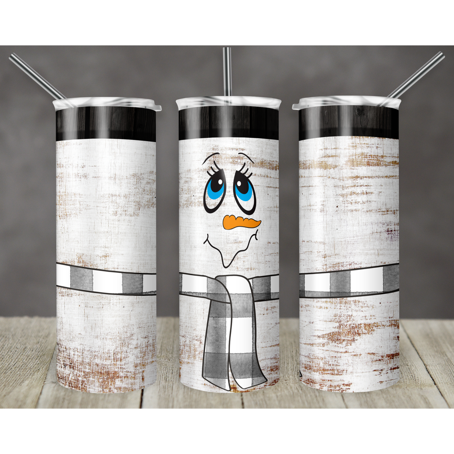 Snowman - 20 oz Skinny Tumblers w/ Lid and Straw