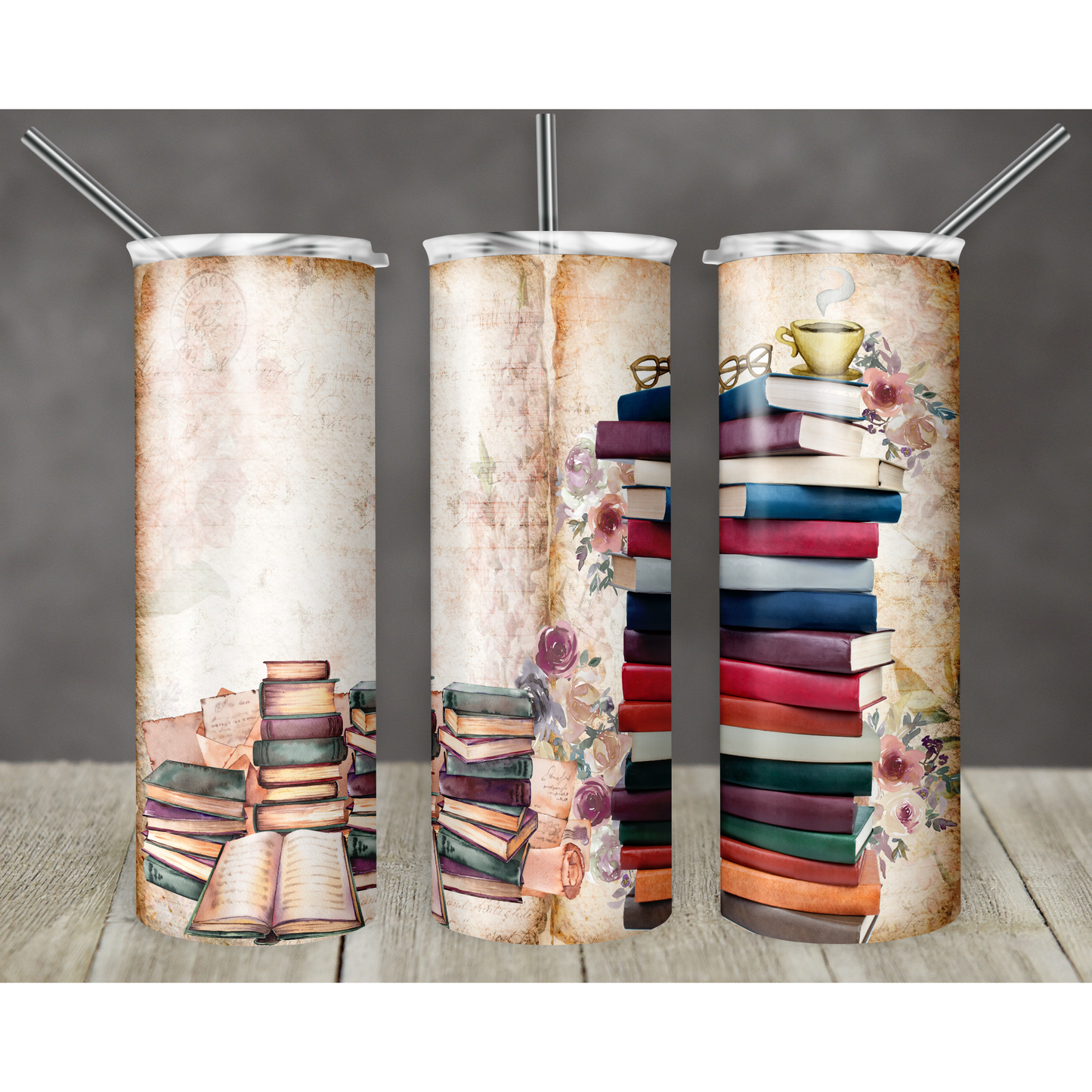 Vintage Books Reading - Skinny Tumbler